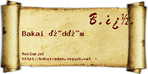 Bakai Ádám névjegykártya