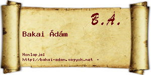Bakai Ádám névjegykártya